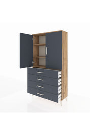 Arges Dolap 3 Raflı 4 Çekmeceli 2 Kapaklı 88x30x163 - S21M156V8A