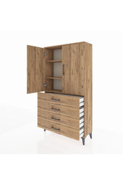 Arges Dolap 3 Raflı 4 Çekmeceli 2 Kapaklı 88x30x163 - S21M156V9A