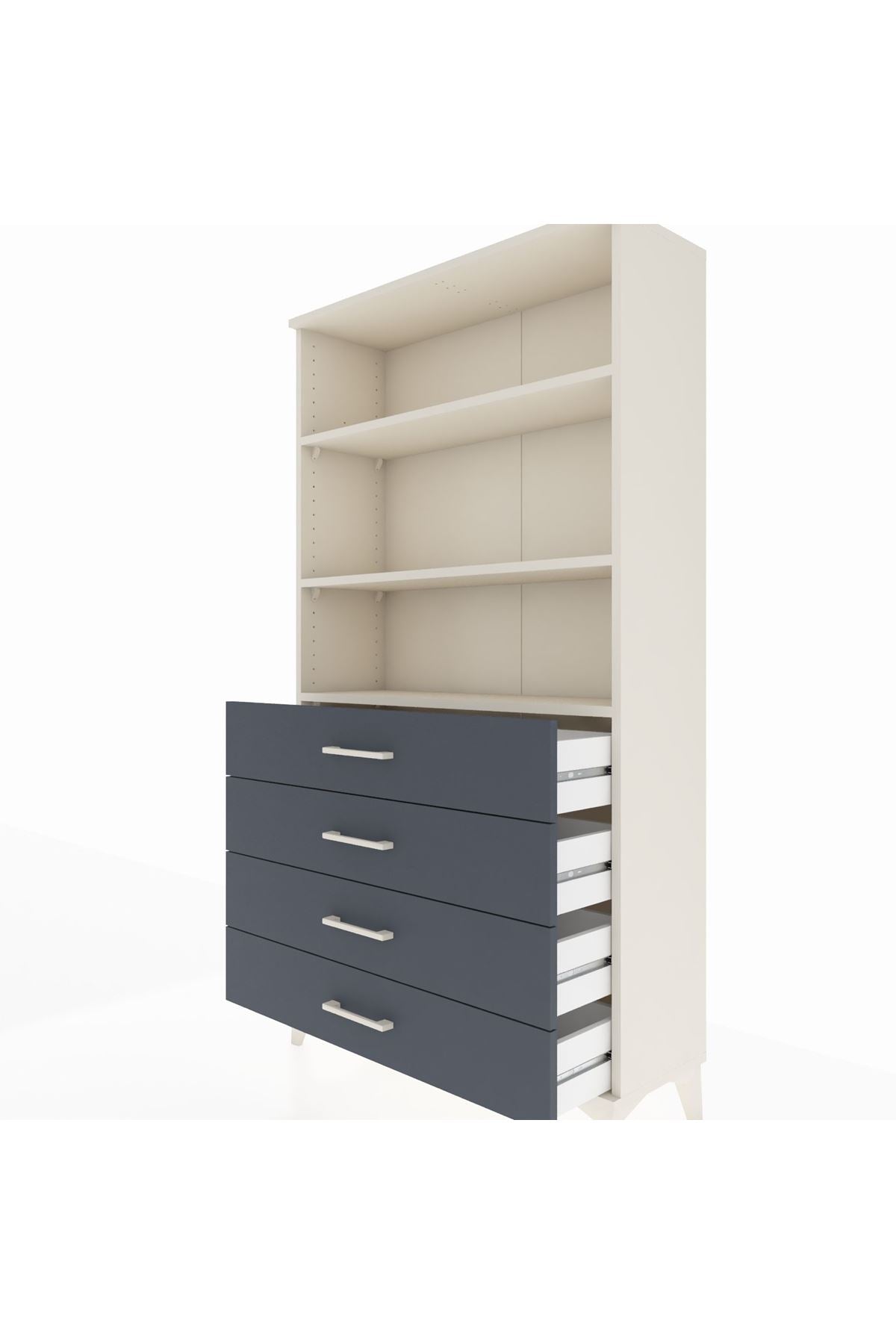 Arges Dolap 3 Raflı 4 Çekmeceli 88x30x163 - S21M157V2A