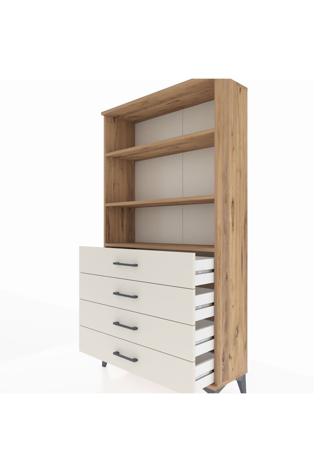 Arges Dolap 3 Raflı 4 Çekmeceli 88x30x163 - S21M157V7A