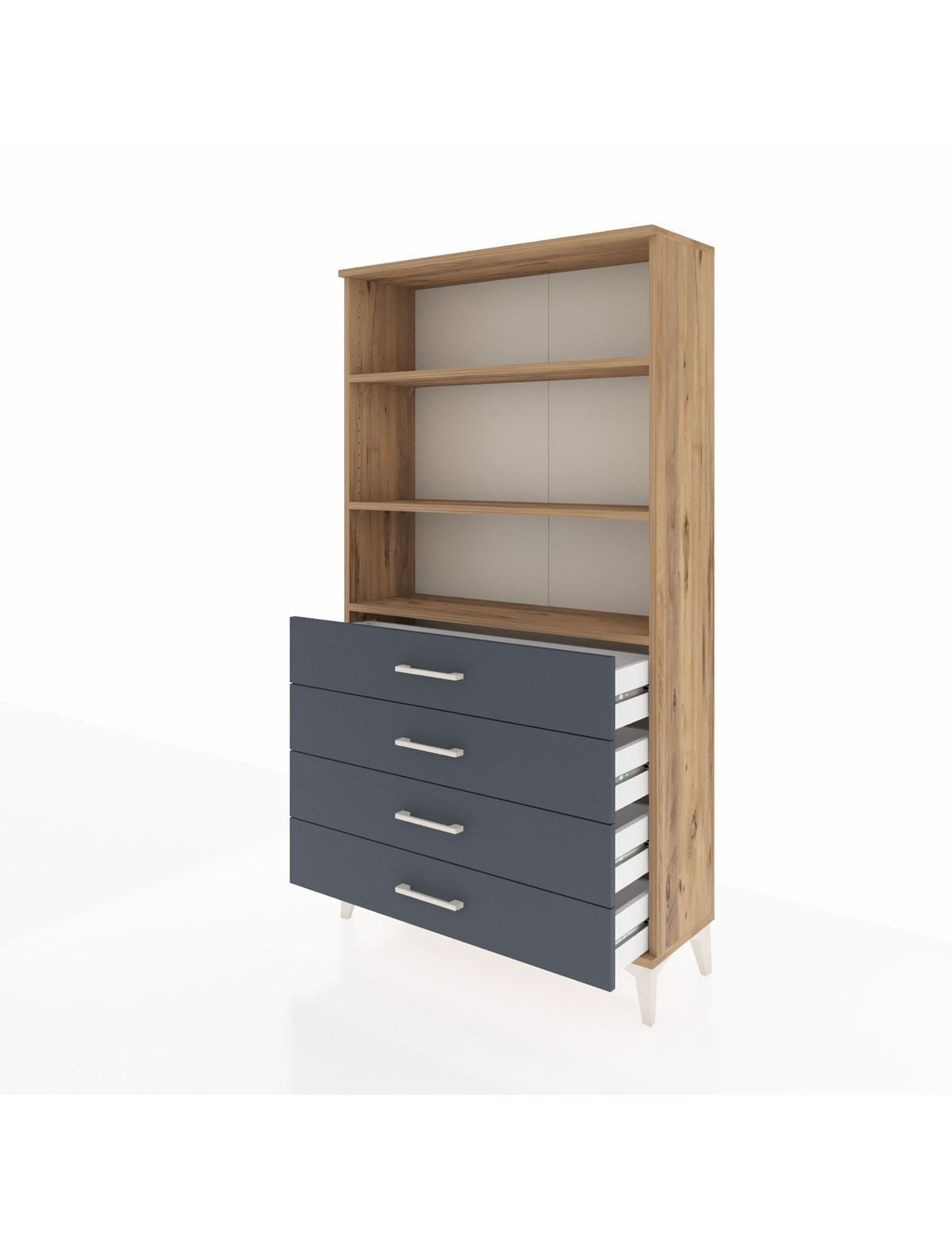 Arges Dolap 3 Raflı 4 Çekmeceli 88x30x163 - S21M157V8A