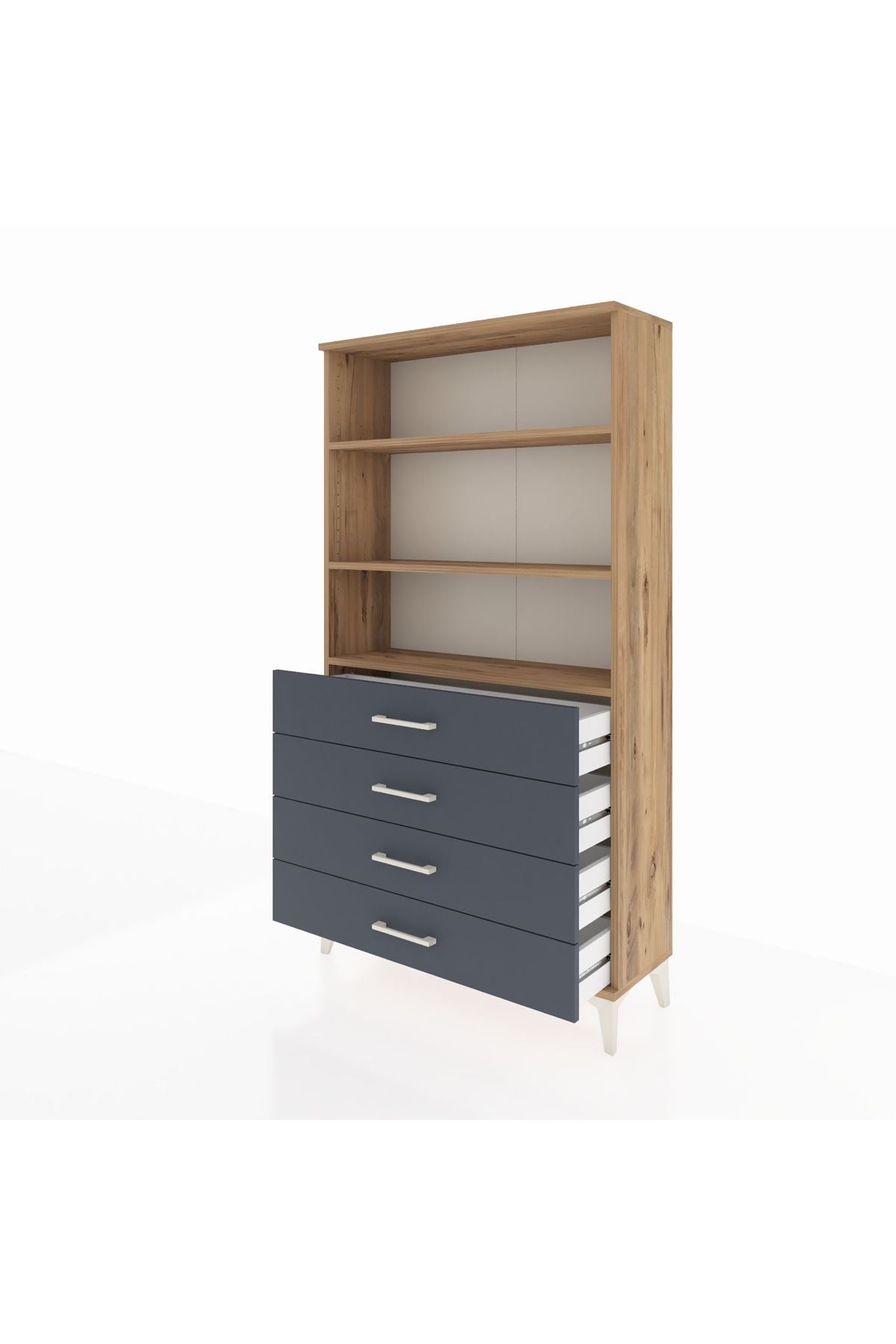 Arges Dolap 3 Raflı 4 Çekmeceli 88x30x163 - S21M157V8A