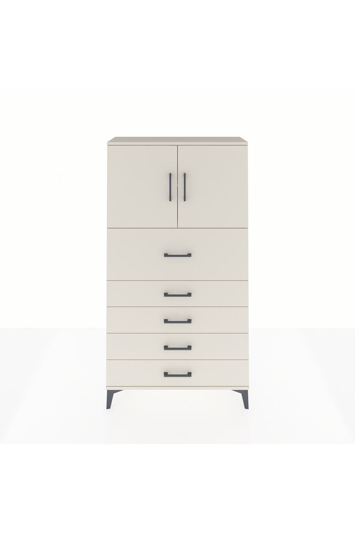 Arges Dolap 2 Raflı 5 Çekmeceli 2 Kapaklı 88x30x163 - S21M158V1A