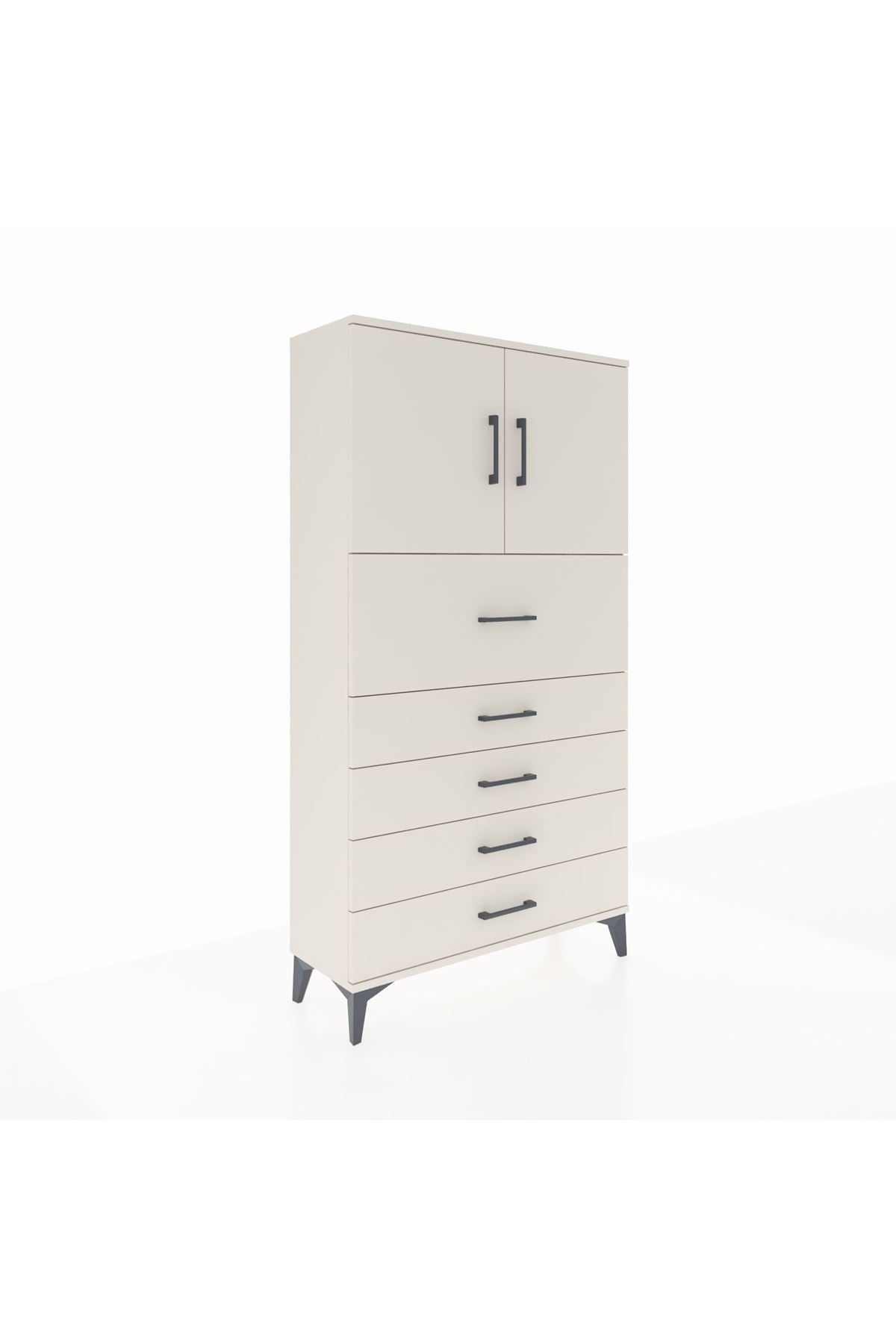 Arges Dolap 2 Raflı 5 Çekmeceli 2 Kapaklı 88x30x163 - S21M158V1A