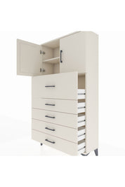 Arges Dolap 2 Raflı 5 Çekmeceli 2 Kapaklı 88x30x163 - S21M158V1A
