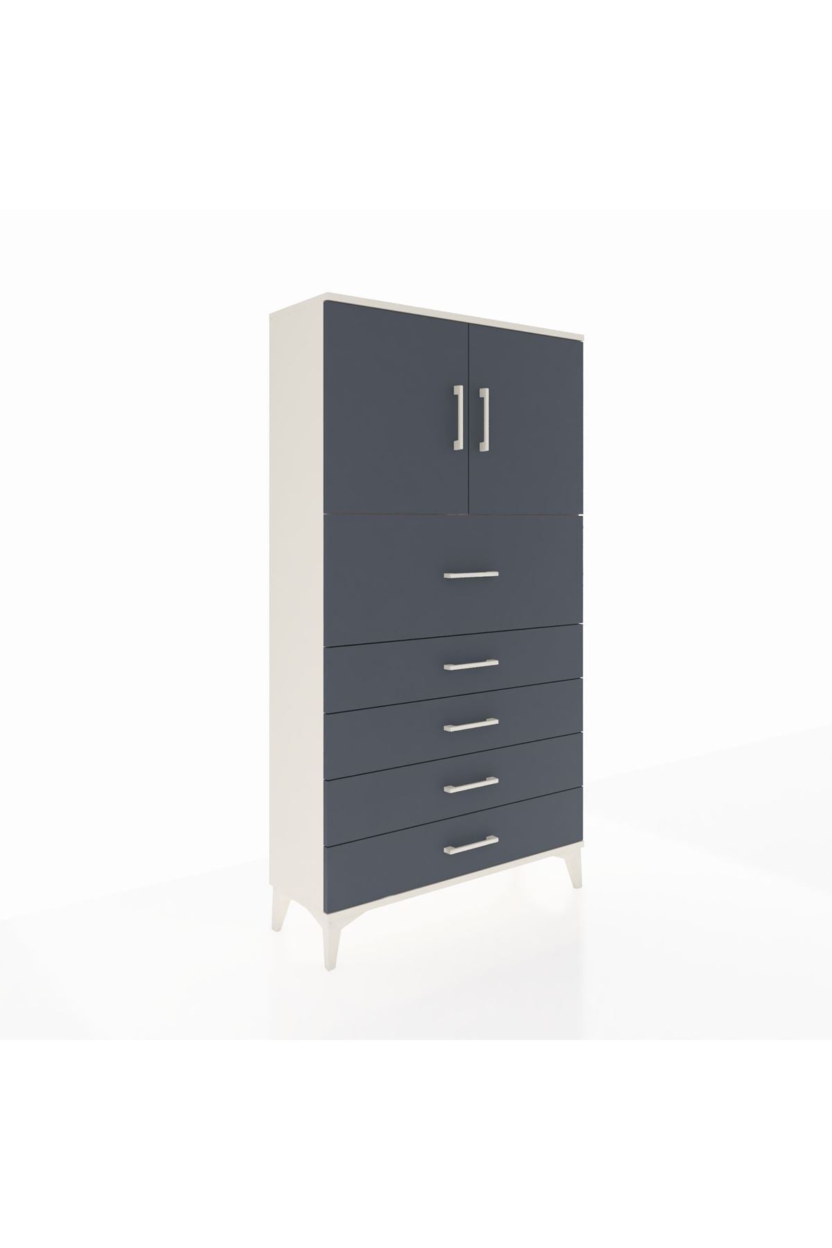 Arges Dolap 2 Raflı 5 Çekmeceli 2 Kapaklı 88x30x163 - S21M158V2A
