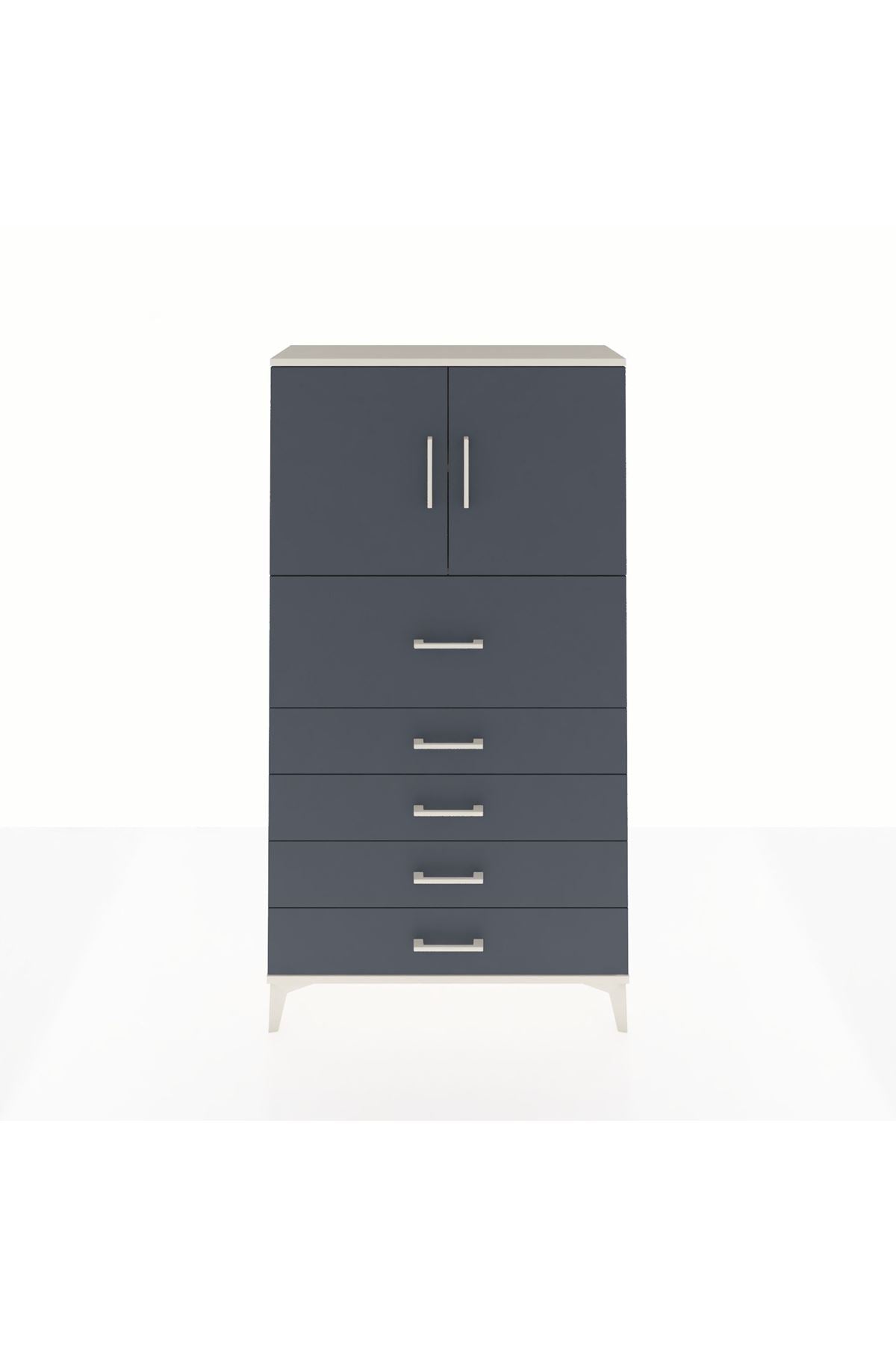 Arges Dolap 2 Raflı 5 Çekmeceli 2 Kapaklı 88x30x163 - S21M158V2A