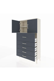 Arges Dolap 2 Raflı 5 Çekmeceli 2 Kapaklı 88x30x163 - S21M158V2A