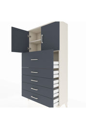 Arges Dolap 2 Raflı 5 Çekmeceli 2 Kapaklı 88x30x163 - S21M158V2A
