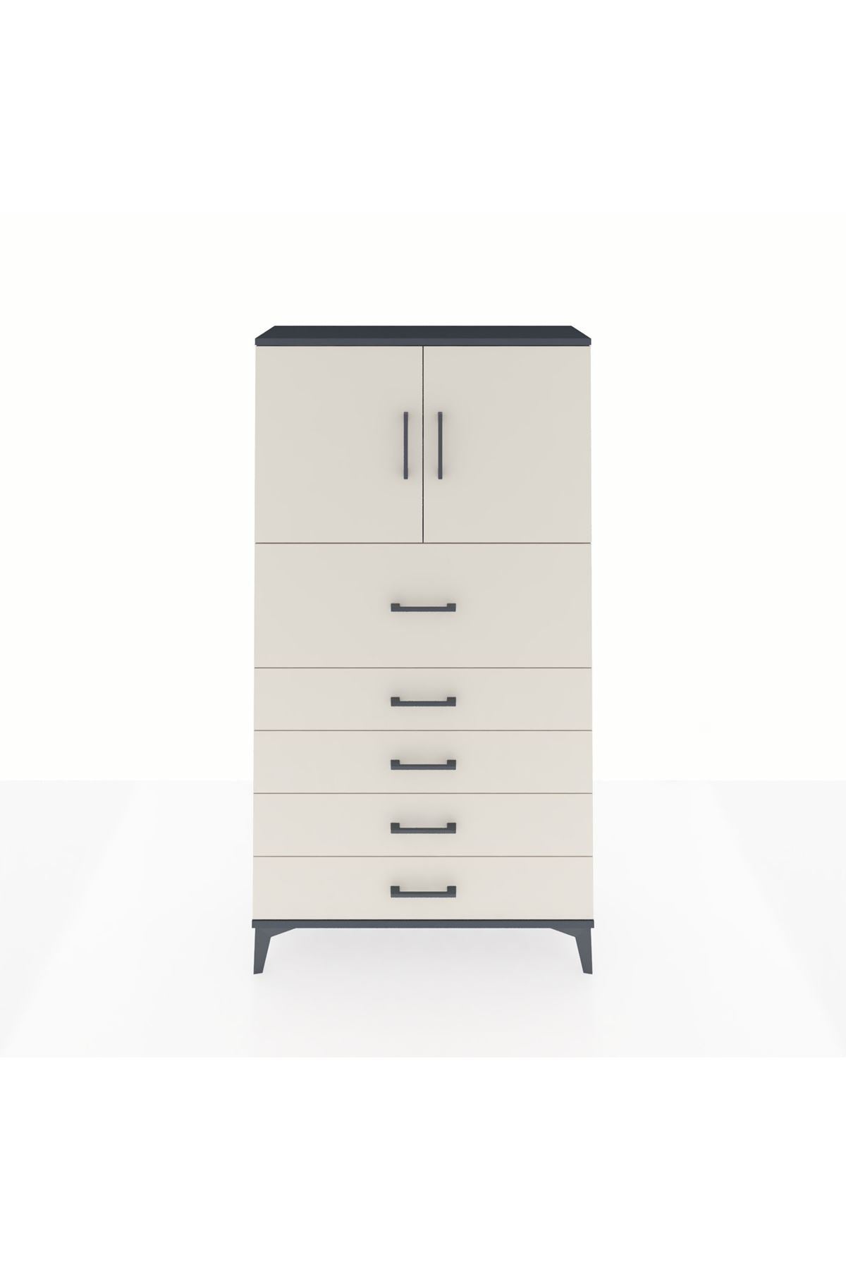 Arges Dolap 2 Raflı 5 Çekmeceli 2 Kapaklı 88x30x163 - S21M158V4A