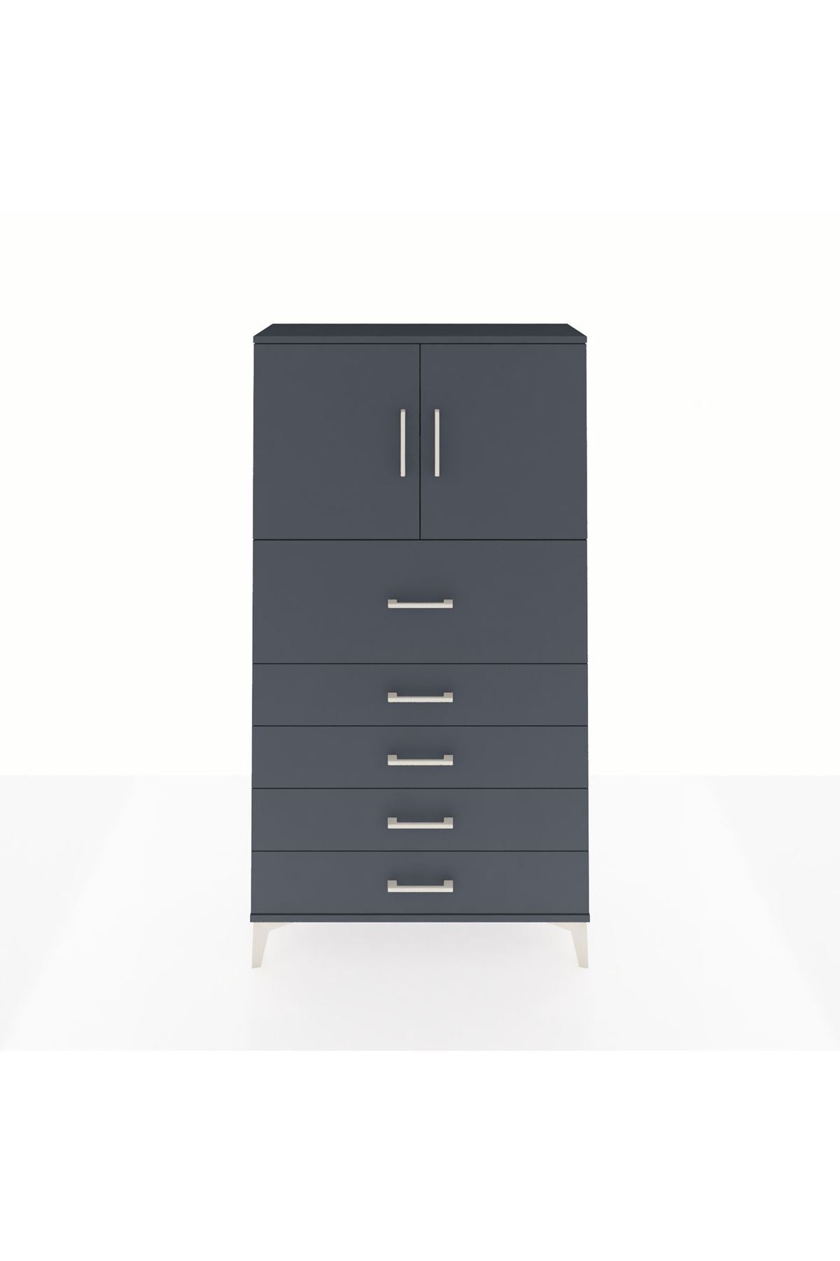 Arges Dolap 2 Raflı 5 Çekmeceli 2 Kapaklı 88x30x163 - S21M158V5A