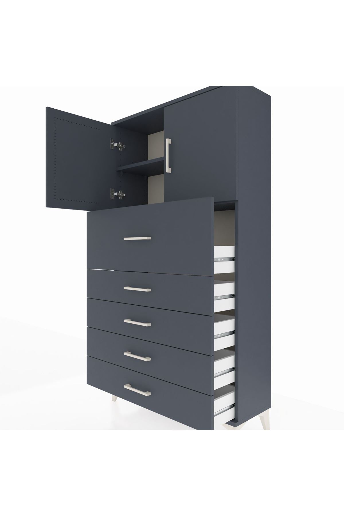 Arges Dolap 2 Raflı 5 Çekmeceli 2 Kapaklı 88x30x163 - S21M158V5A