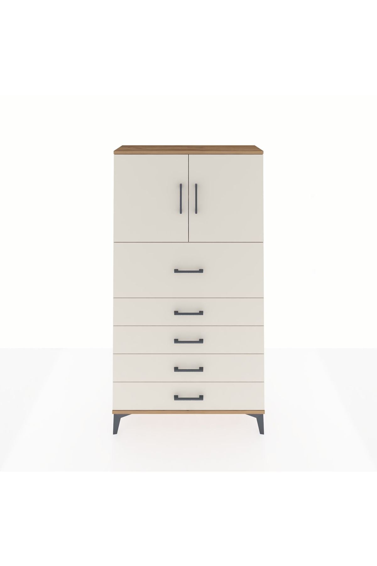 Arges Dolap 2 Raflı 5 Çekmeceli 2 Kapaklı 88x30x163 - S21M158V7A
