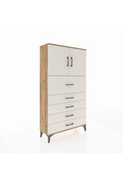 Arges Dolap 2 Raflı 5 Çekmeceli 2 Kapaklı 88x30x163 - S21M158V7A
