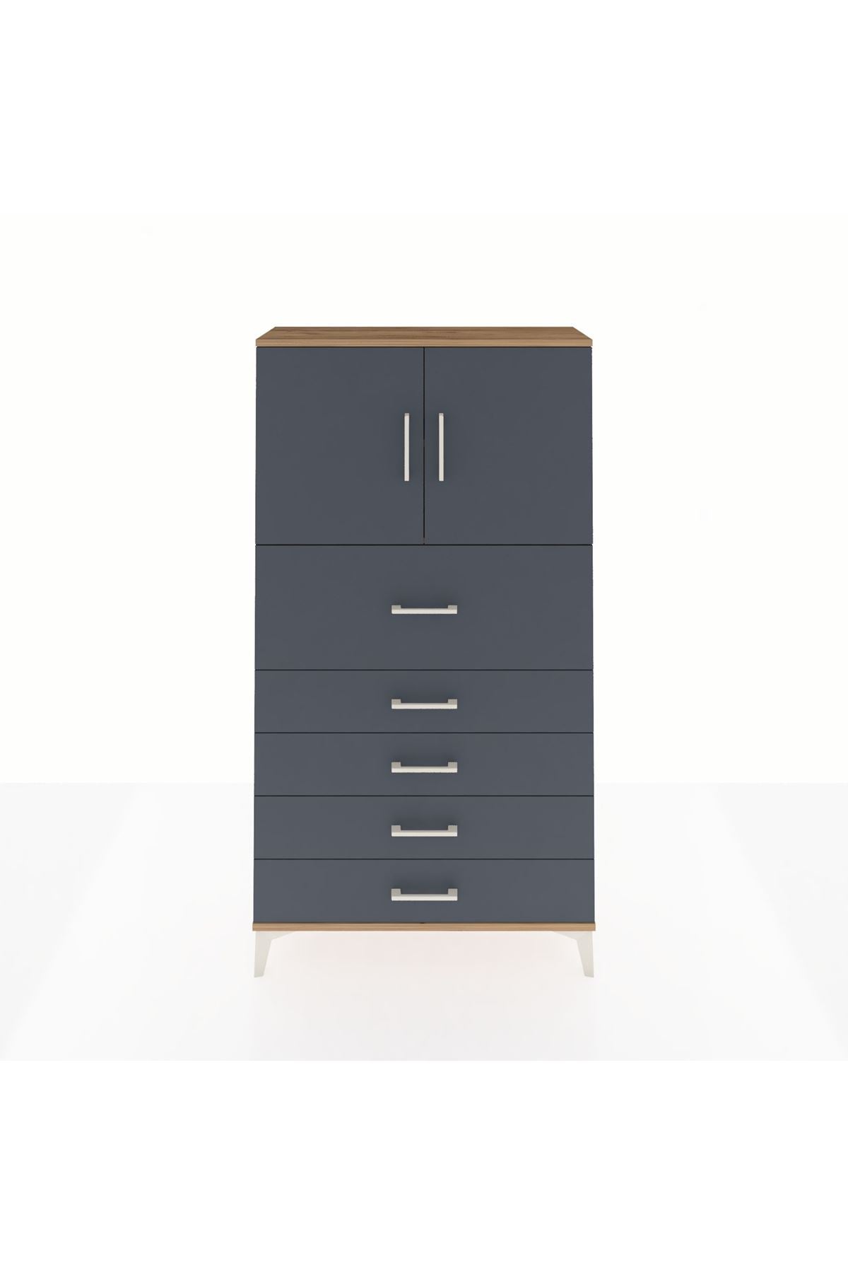Arges Dolap 2 Raflı 5 Çekmeceli 2 Kapaklı 88x30x163 - S21M158V8A
