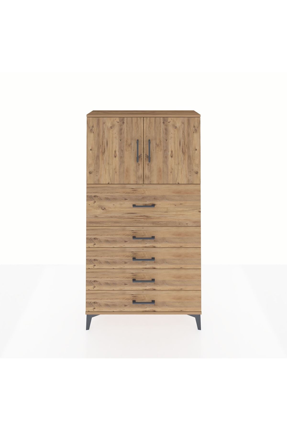 Arges Dolap 2 Raflı 5 Çekmeceli 2 Kapaklı 88x30x163 - S21M158V9A