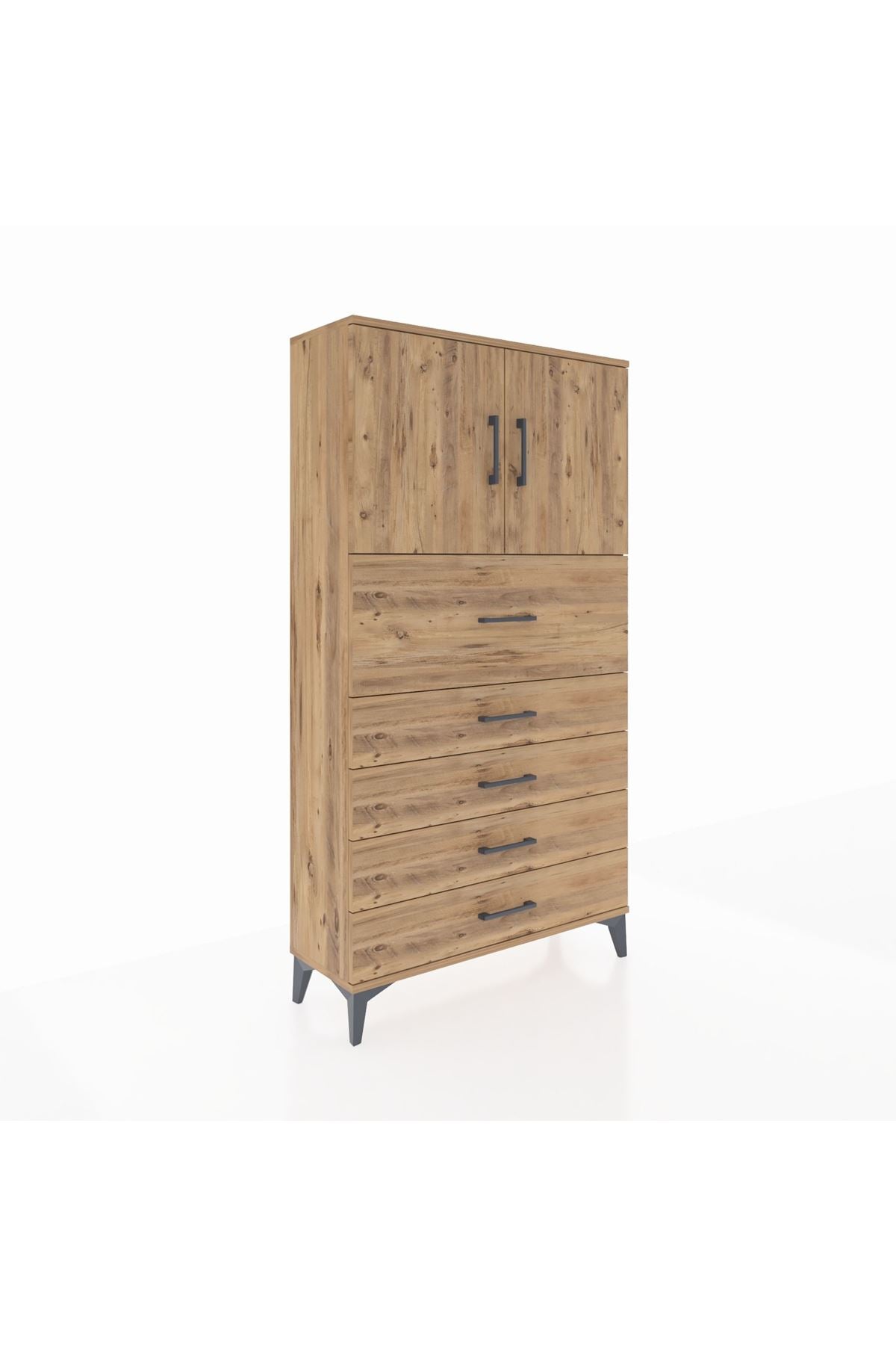 Arges Dolap 2 Raflı 5 Çekmeceli 2 Kapaklı 88x30x163 - S21M158V9A