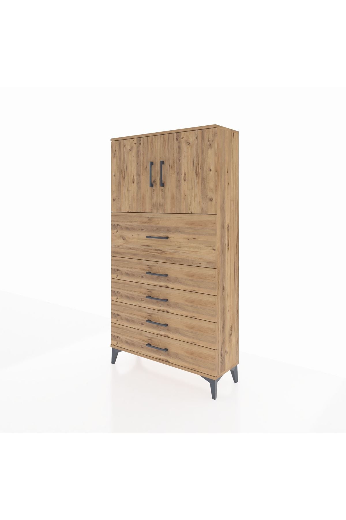 Arges Dolap 2 Raflı 5 Çekmeceli 2 Kapaklı 88x30x163 - S21M158V9A