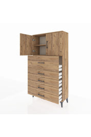 Arges Dolap 2 Raflı 5 Çekmeceli 2 Kapaklı 88x30x163 - S21M158V9A