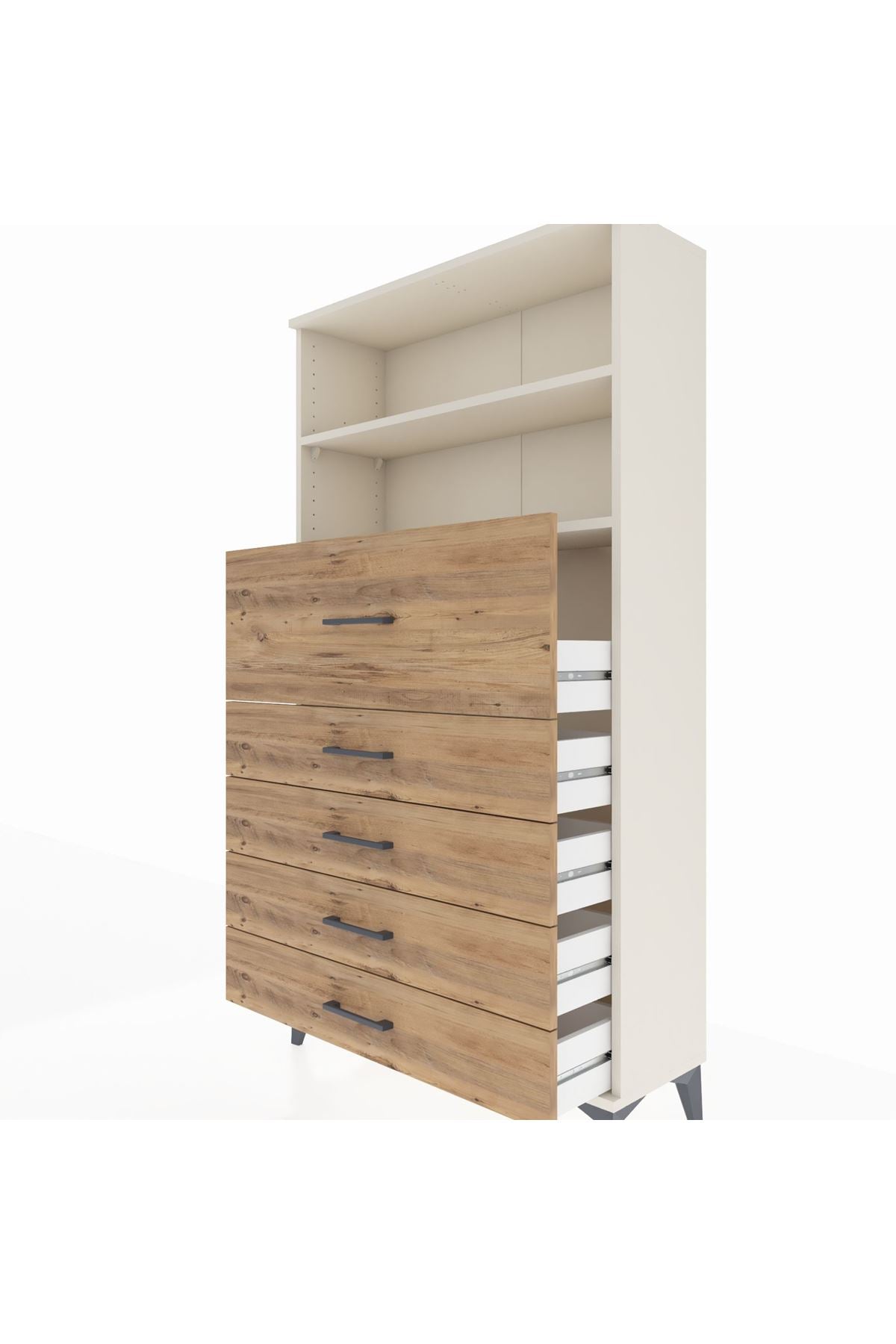 Arges Dolap 2 Raflı 5 Çekmeceli 88x30x163 - S21M159V3A