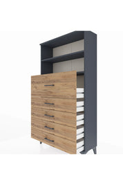 Arges Dolap 2 Raflı 5 Çekmeceli 88x30x163 - S21M159V6A
