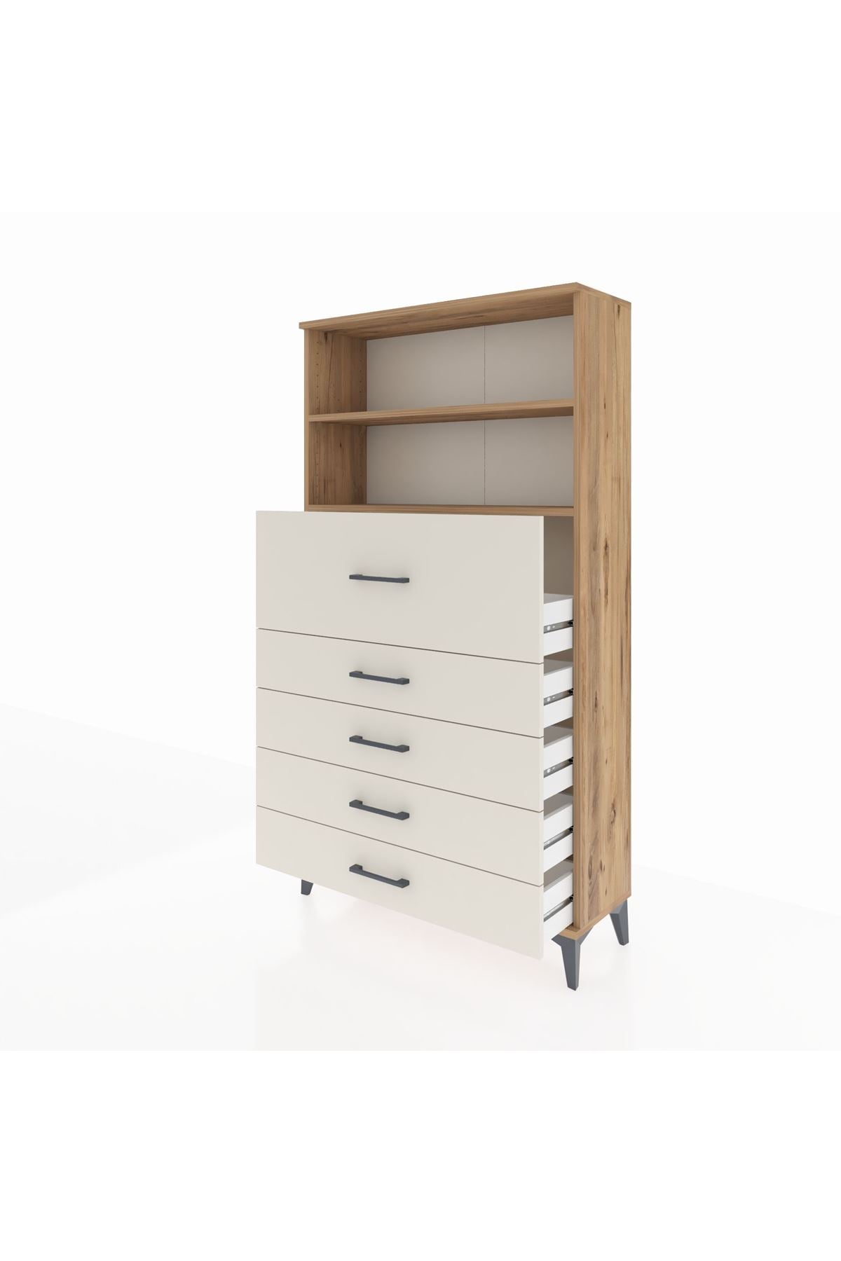Arges Dolap 2 Raflı 5 Çekmeceli 88x30x163 - S21M159V7A