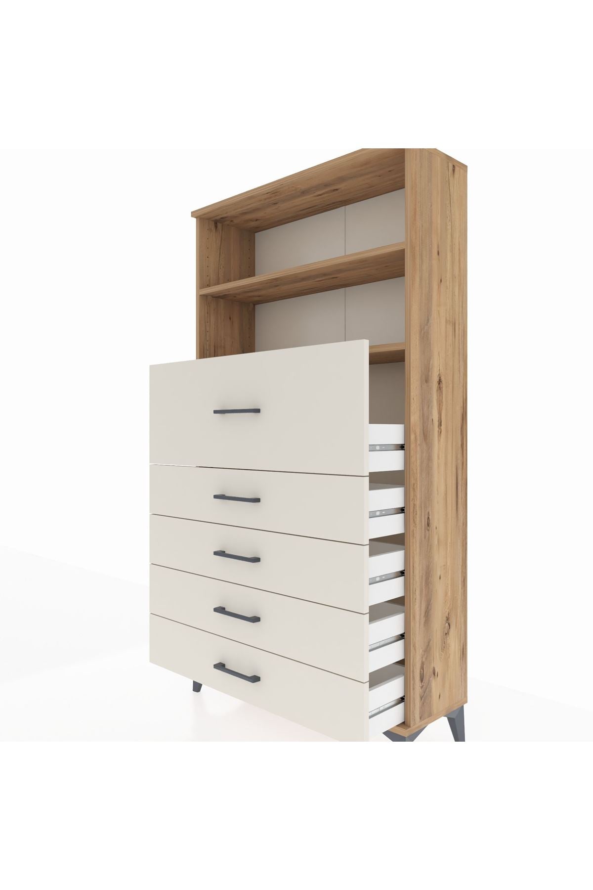 Arges Dolap 2 Raflı 5 Çekmeceli 88x30x163 - S21M159V7A