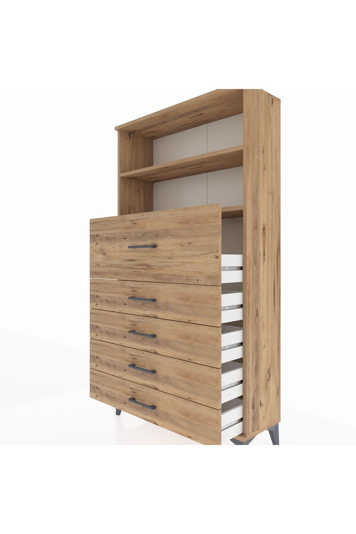 Arges Dolap 2 Raflı 5 Çekmeceli 88x30x163 - S21M159V9A