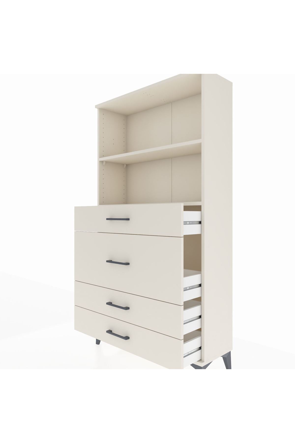 Arges Dolap 2 Raflı 4 Çekmeceli 88x30x163 - S21M161V1A