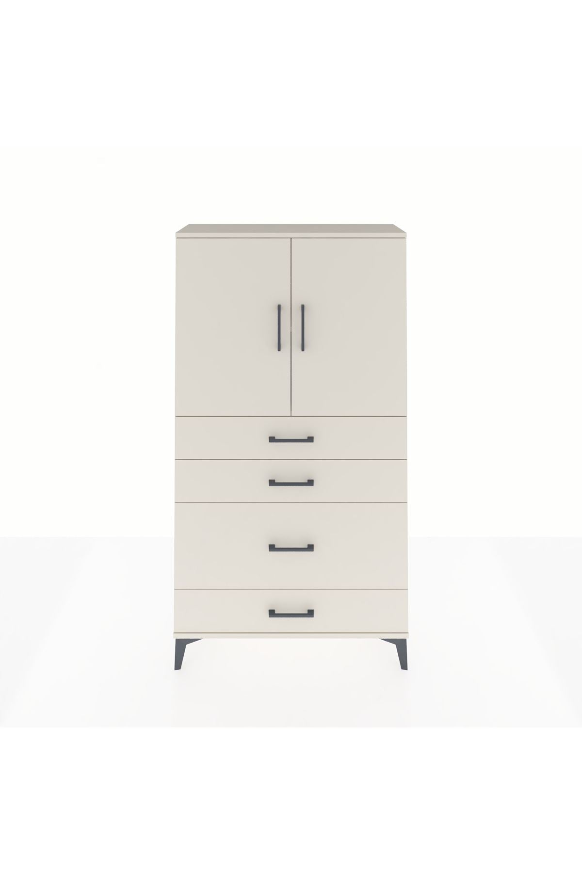 Arges Dolap 2 Raflı 4 Çekmeceli 2 Kapaklı 88x30x163 - S21M162V1A