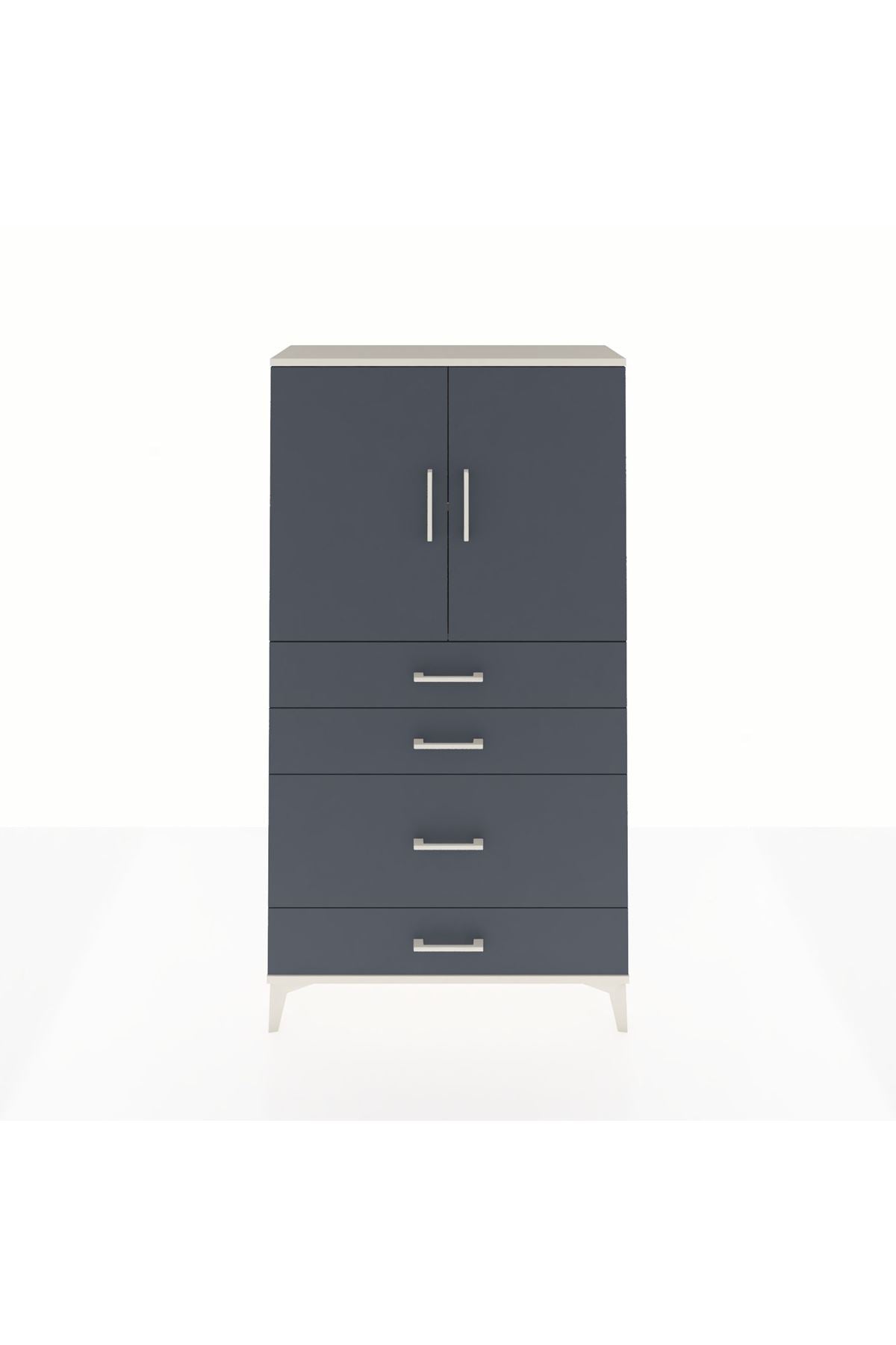 Arges Dolap 2 Raflı 4 Çekmeceli 2 Kapaklı 88x30x163 - S21M162V2A
