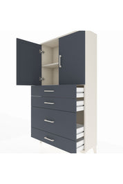 Arges Dolap 2 Raflı 4 Çekmeceli 2 Kapaklı 88x30x163 - S21M162V2A