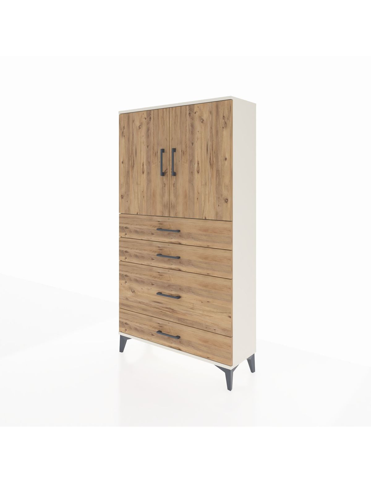 Arges Dolap 2 Raflı 4 Çekmeceli 2 Kapaklı 88x30x163 - S21M162V3A