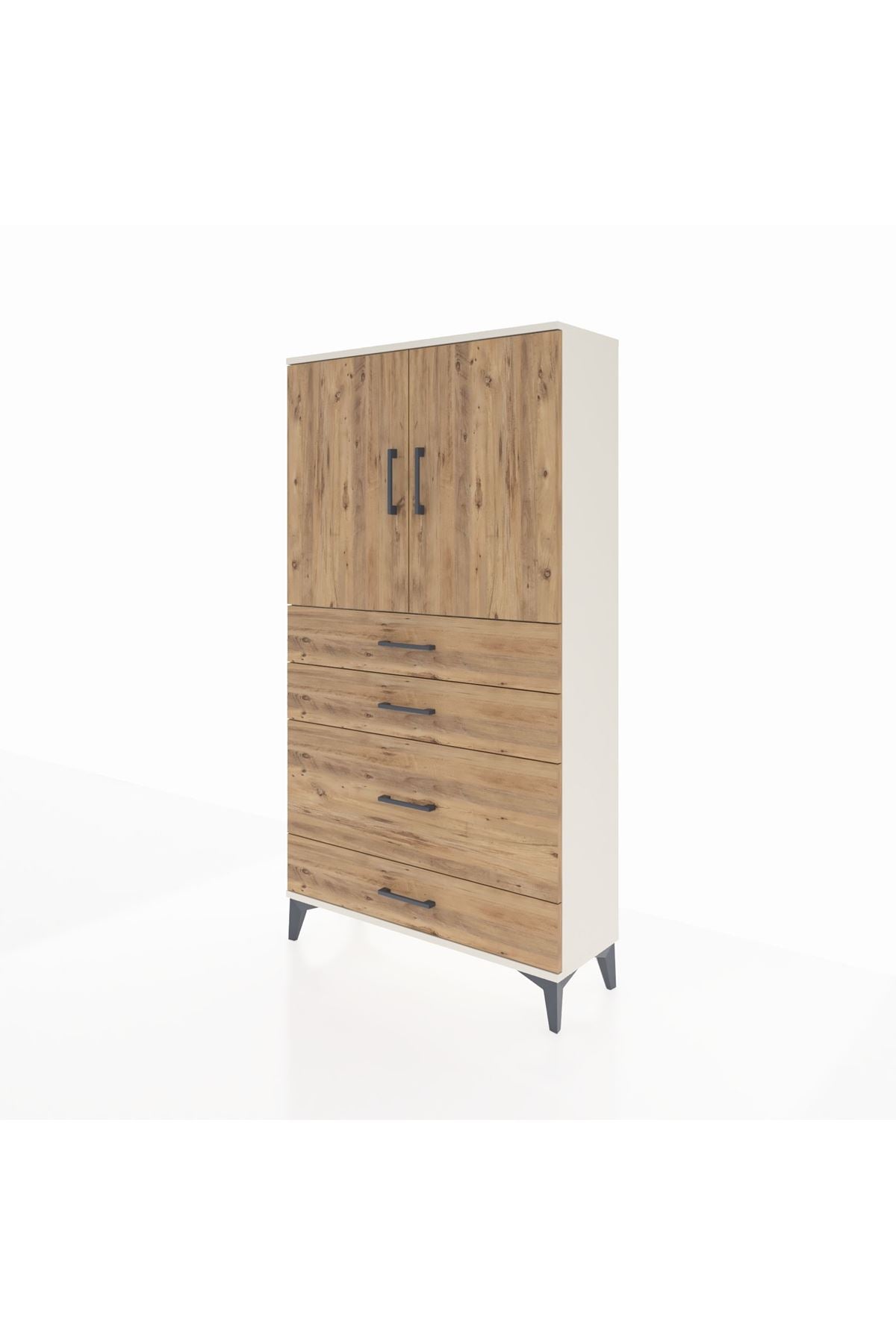 Arges Dolap 2 Raflı 4 Çekmeceli 2 Kapaklı 88x30x163 - S21M162V3A