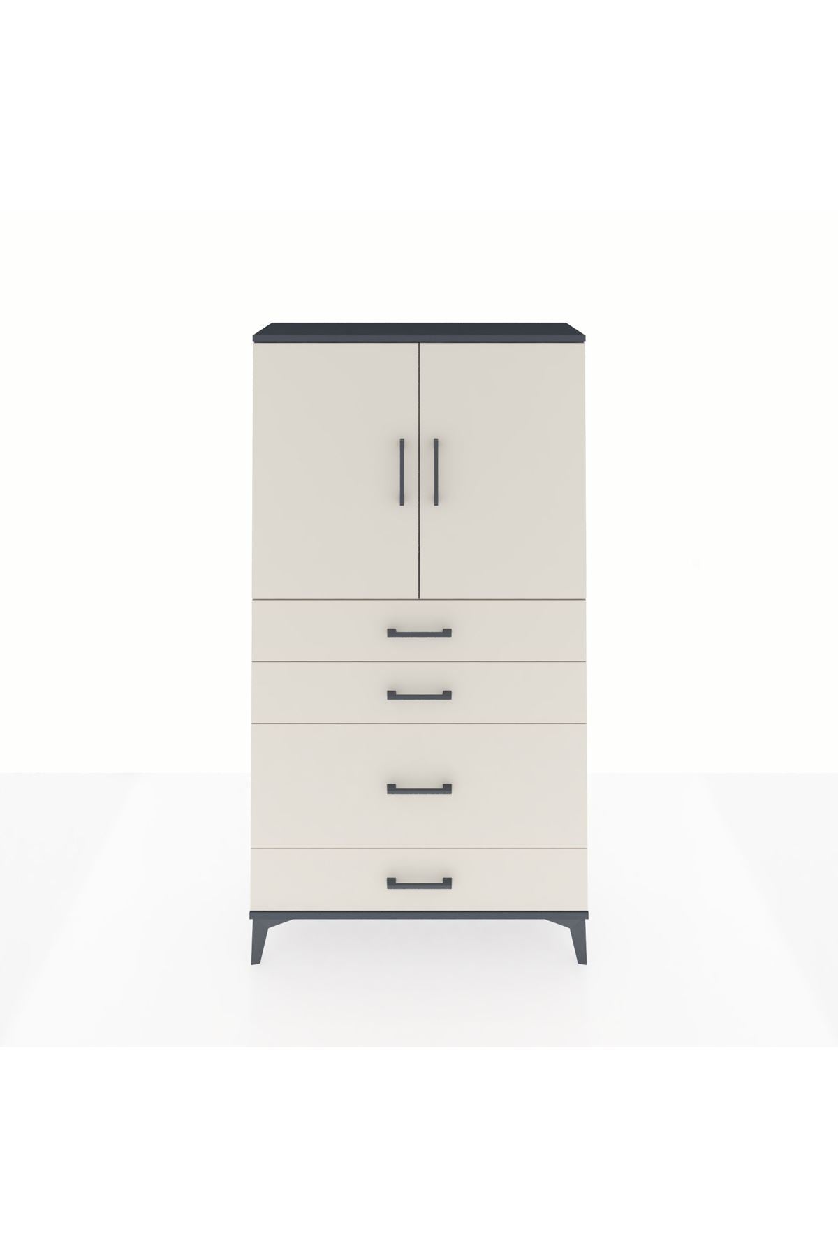 Arges Dolap 2 Raflı 4 Çekmeceli 2 Kapaklı 88x30x163 - S21M162V4A
