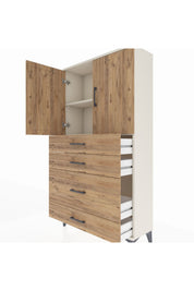 Arges Dolap 2 Raflı 4 Çekmeceli 2 Kapaklı 88x30x163 - S21M162V3A