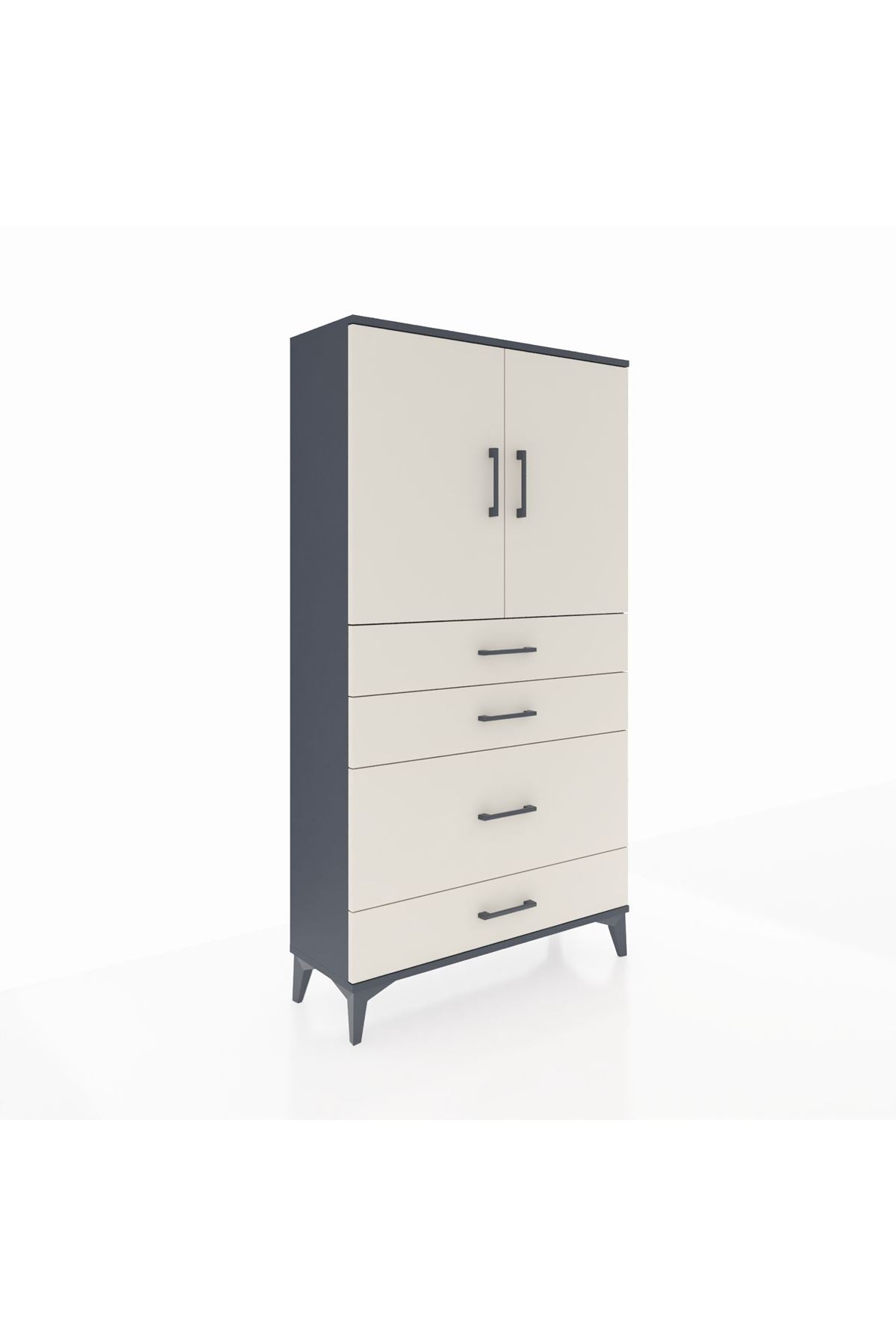 Arges Dolap 2 Raflı 4 Çekmeceli 2 Kapaklı 88x30x163 - S21M162V4A