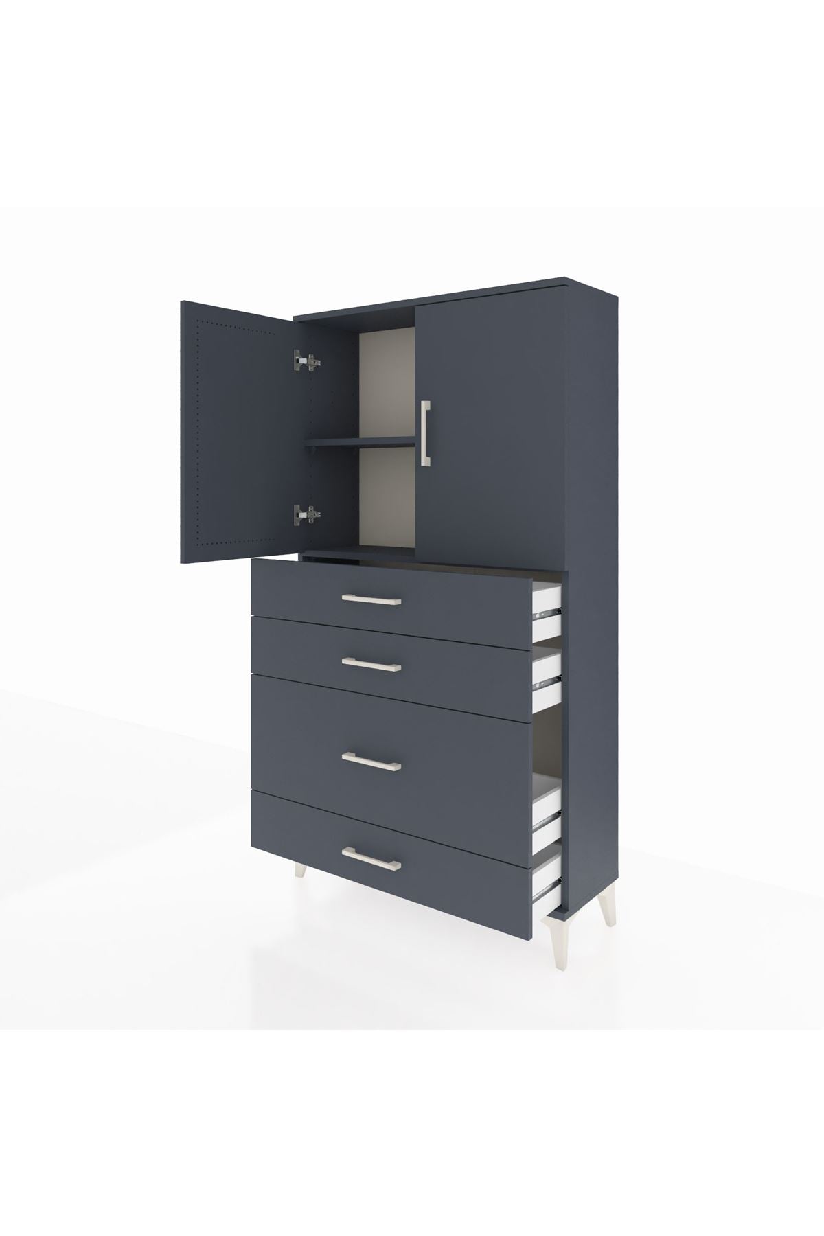 Arges Dolap 2 Raflı 4 Çekmeceli 2 Kapaklı 88x30x163 - S21M162V5A
