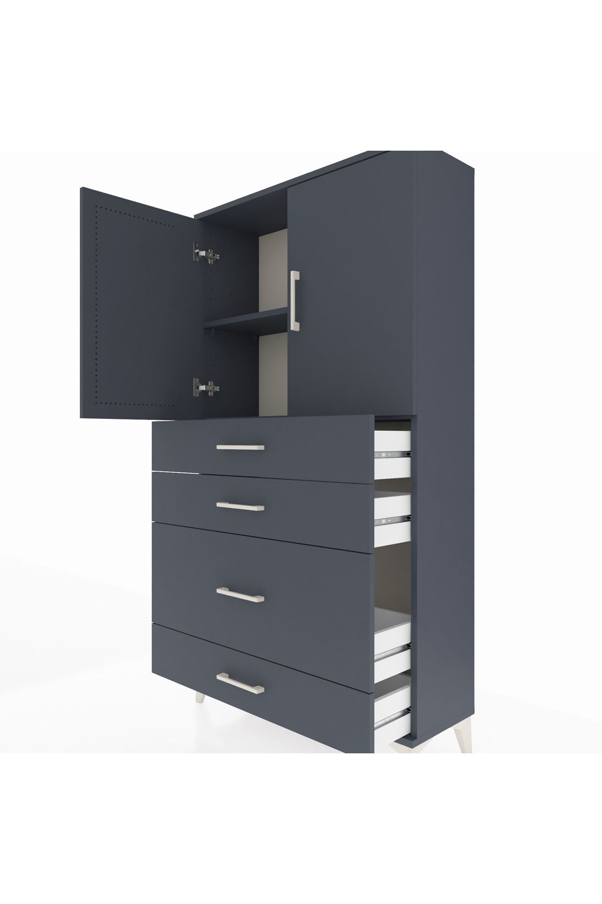 Arges Dolap 2 Raflı 4 Çekmeceli 2 Kapaklı 88x30x163 - S21M162V5A