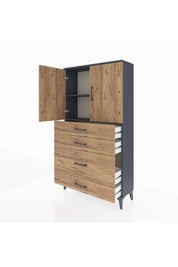 Arges Dolap 2 Raflı 4 Çekmeceli 2 Kapaklı 88x30x163 - S21M162V6A