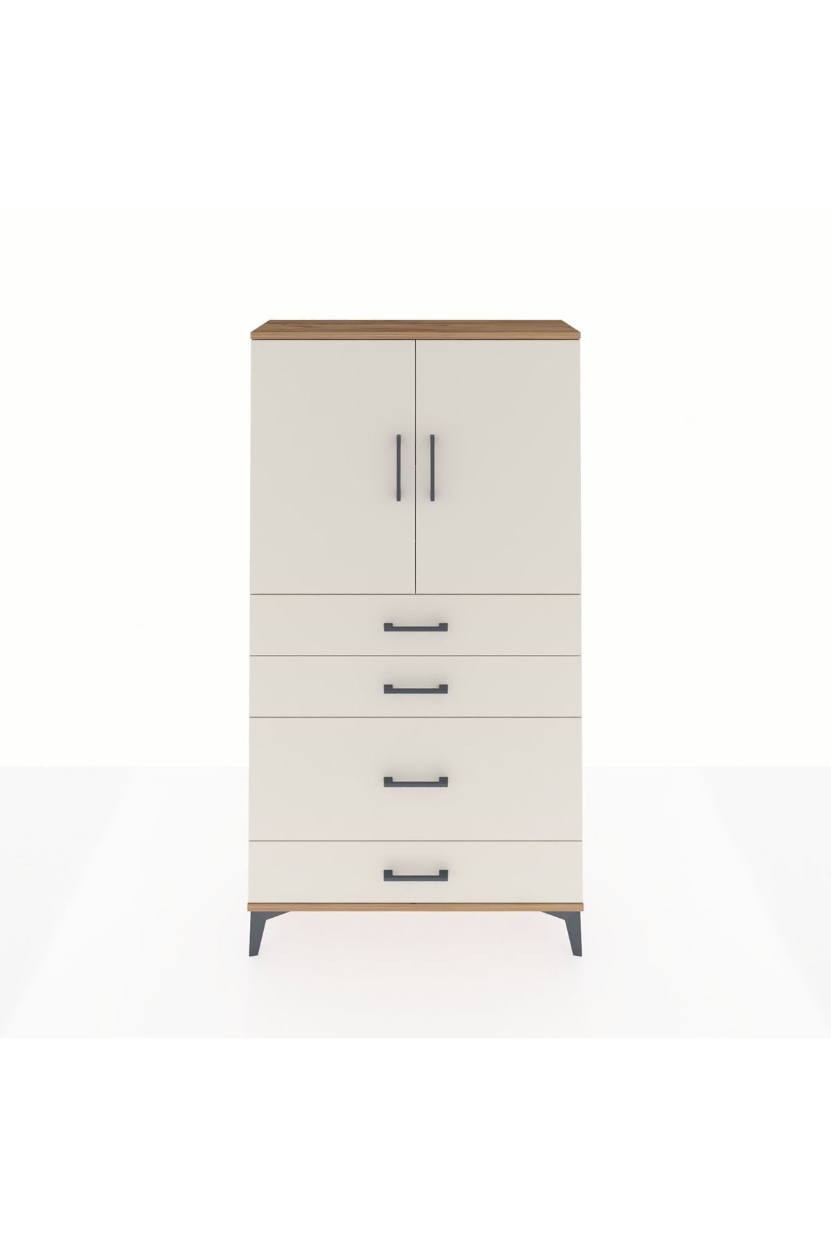 Arges Dolap 2 Raflı 4 Çekmeceli 2 Kapaklı 88x30x163 - S21M162V7A