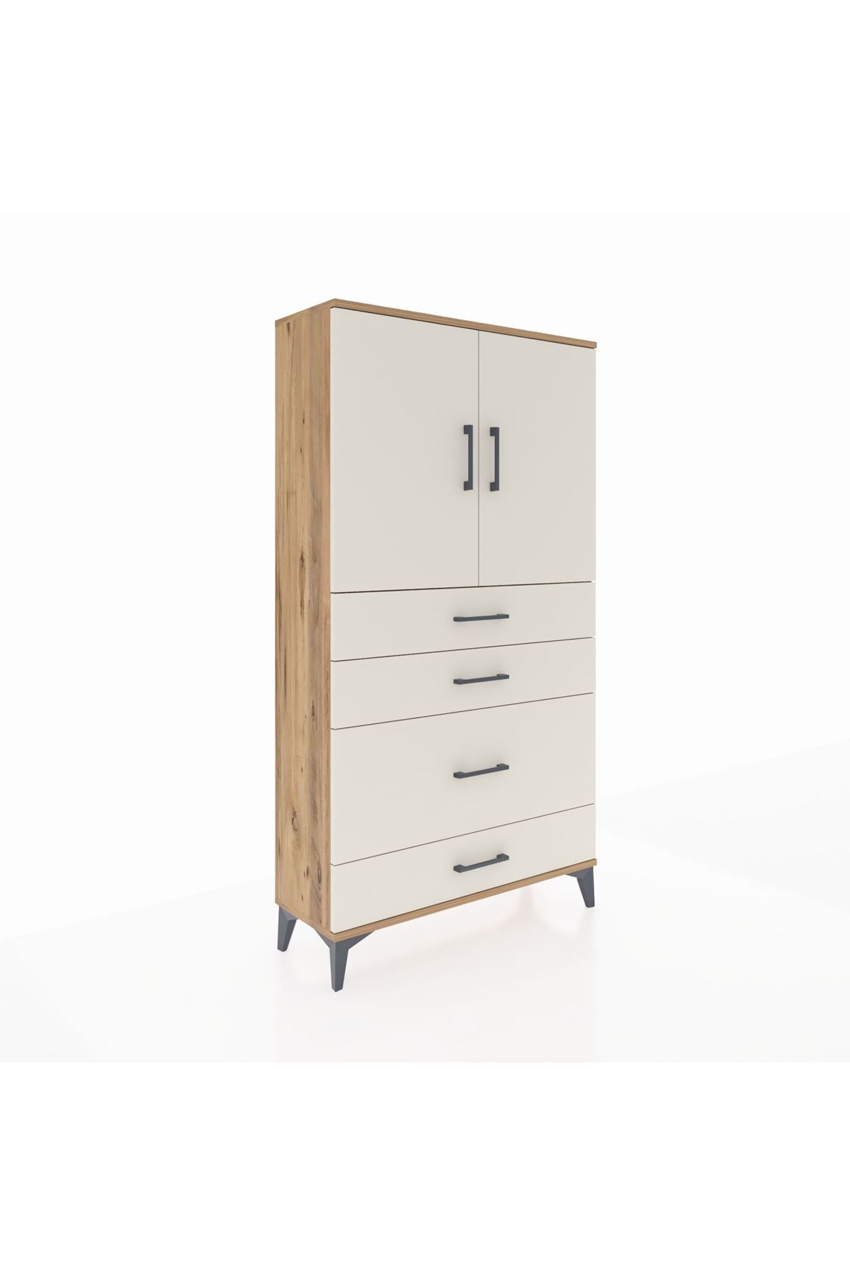 Arges Dolap 2 Raflı 4 Çekmeceli 2 Kapaklı 88x30x163 - S21M162V7A