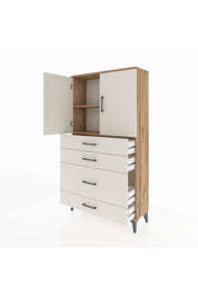 Arges Dolap 2 Raflı 4 Çekmeceli 2 Kapaklı 88x30x163 - S21M162V7A