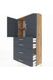 Arges Dolap 2 Raflı 4 Çekmeceli 2 Kapaklı 88x30x163 - S21M162V8A