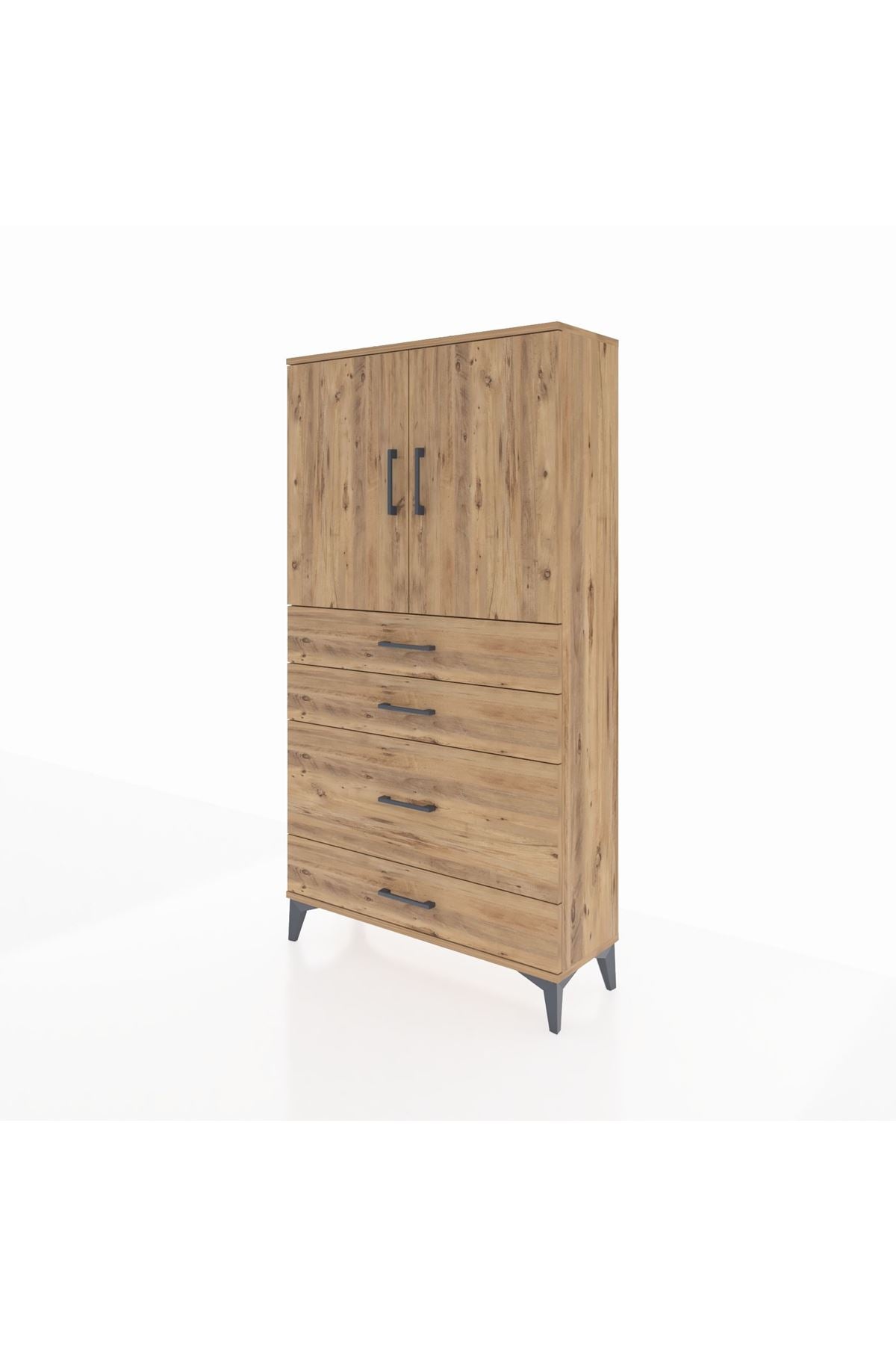 Arges Dolap 2 Raflı 4 Çekmeceli 2 Kapaklı 88x30x163 - S21M162V9A