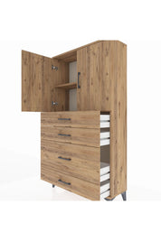 Arges Dolap 2 Raflı 4 Çekmeceli 2 Kapaklı 88x30x163 - S21M162V9A