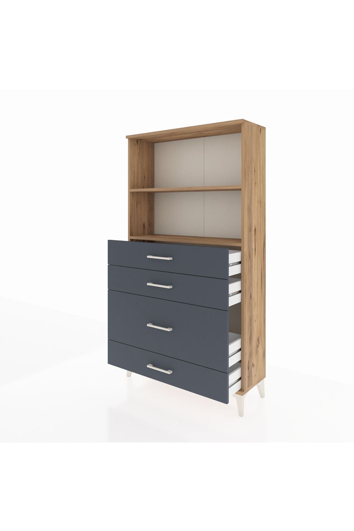 Arges Dolap 2 Raflı 4 Çekmeceli 88x30x163 - S21M163V8A