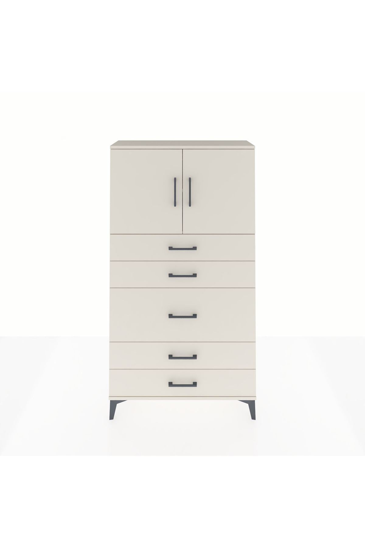 Arges Dolap 2 Raflı 5 Çekmeceli 2 Kapaklı 88x30x163 - S21M164V1A