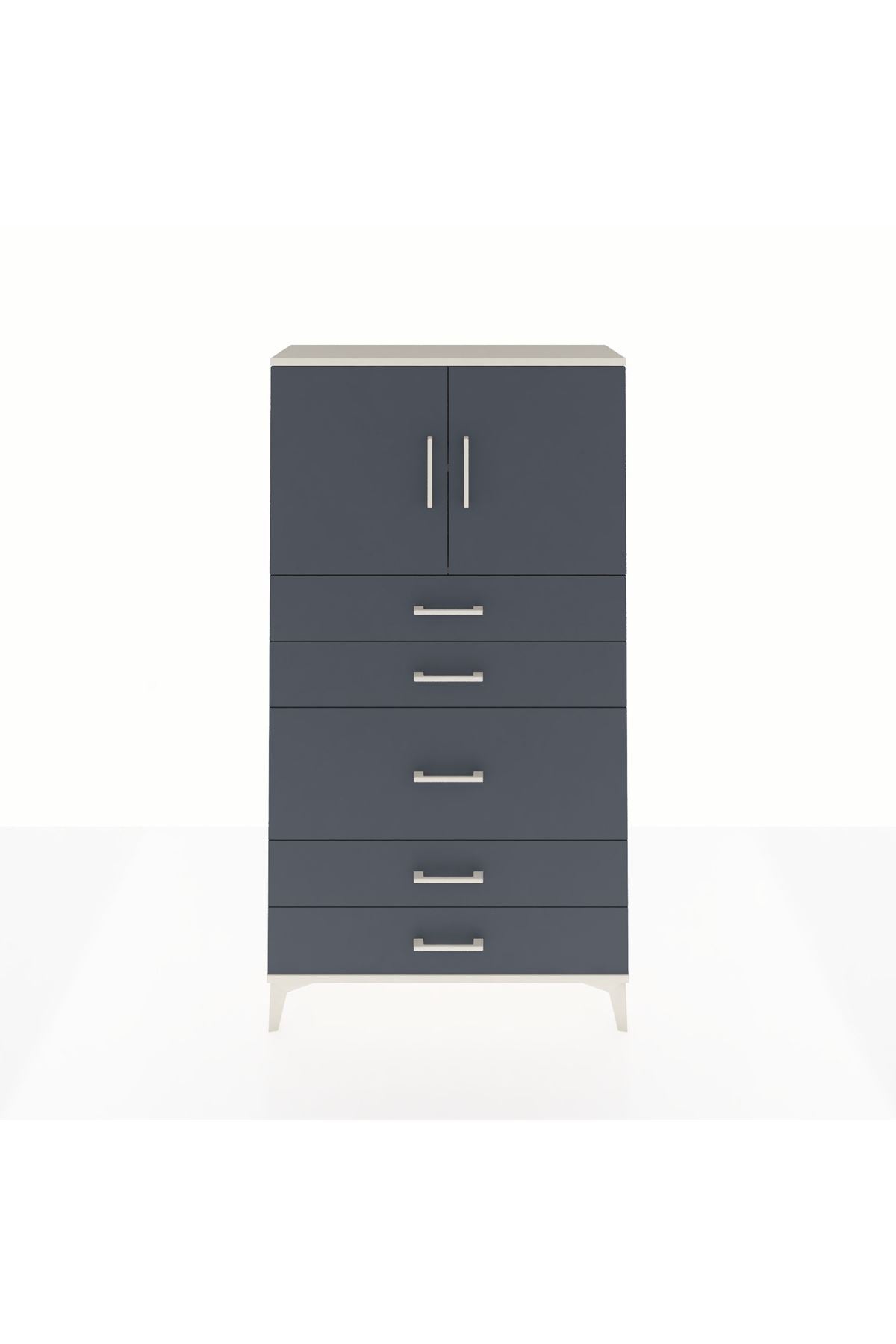 Arges Dolap 2 Raflı 5 Çekmeceli 2 Kapaklı 88x30x163 - S21M164V2A