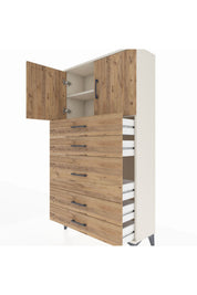 Arges Dolap 2 Raflı 5 Çekmeceli 2 Kapaklı 88x30x163 - S21M164V3A